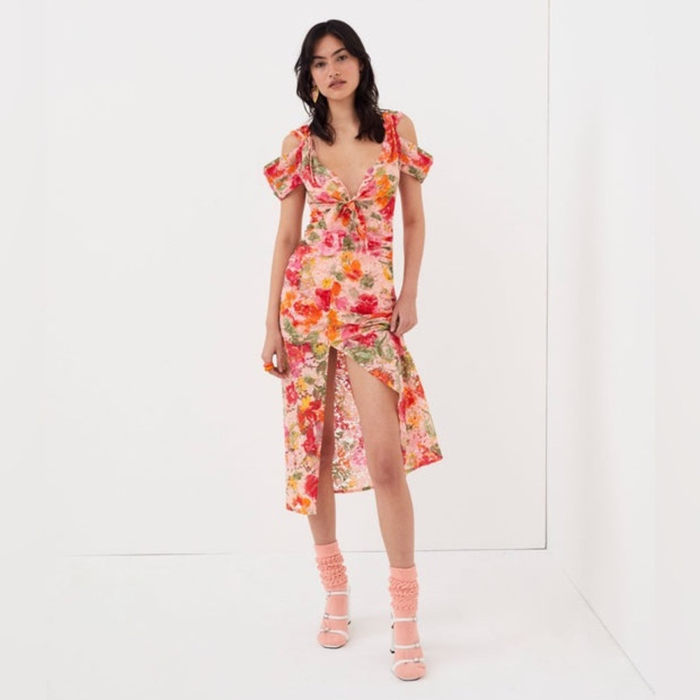 For Love and Lemons Beth Midi Dress Floral Lace